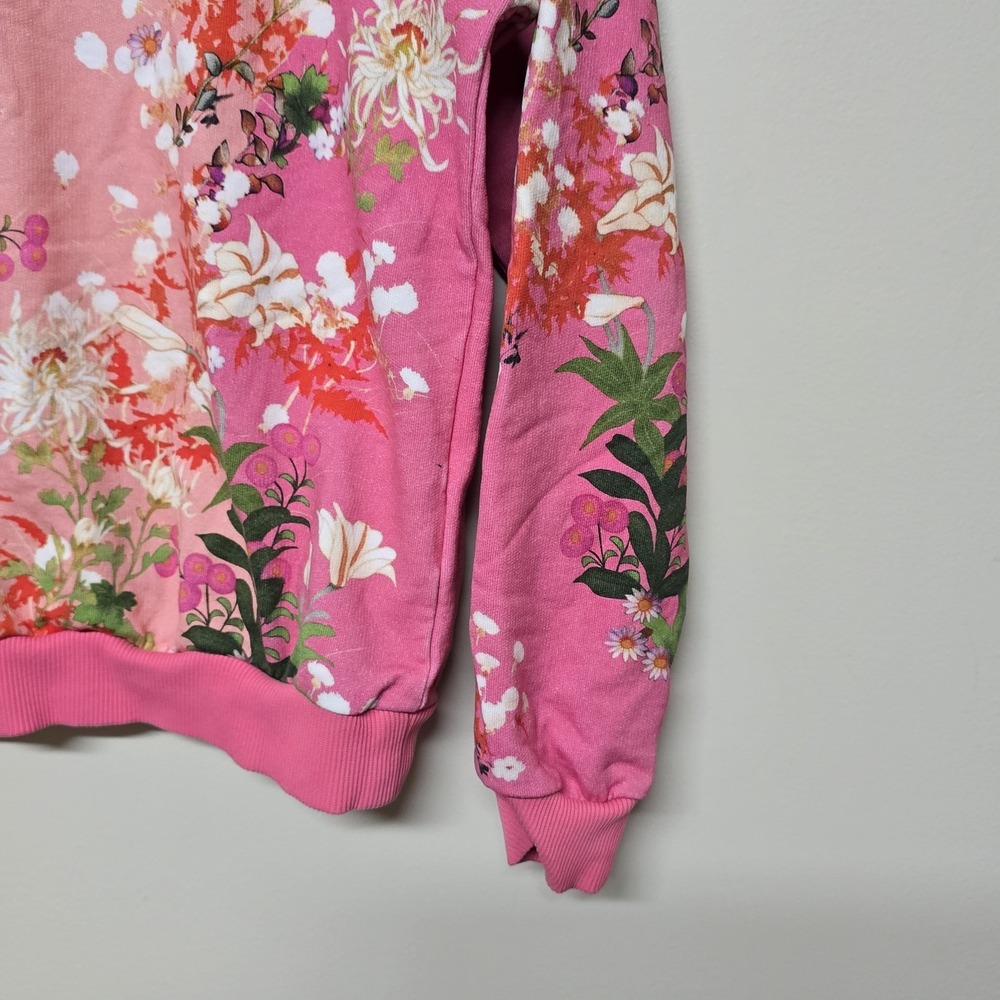 GIVENCHY Flower Printed Cotton‎ Jersey Sweatshirt In Pink Sz S Luxury Designer - Picture 2 of 10